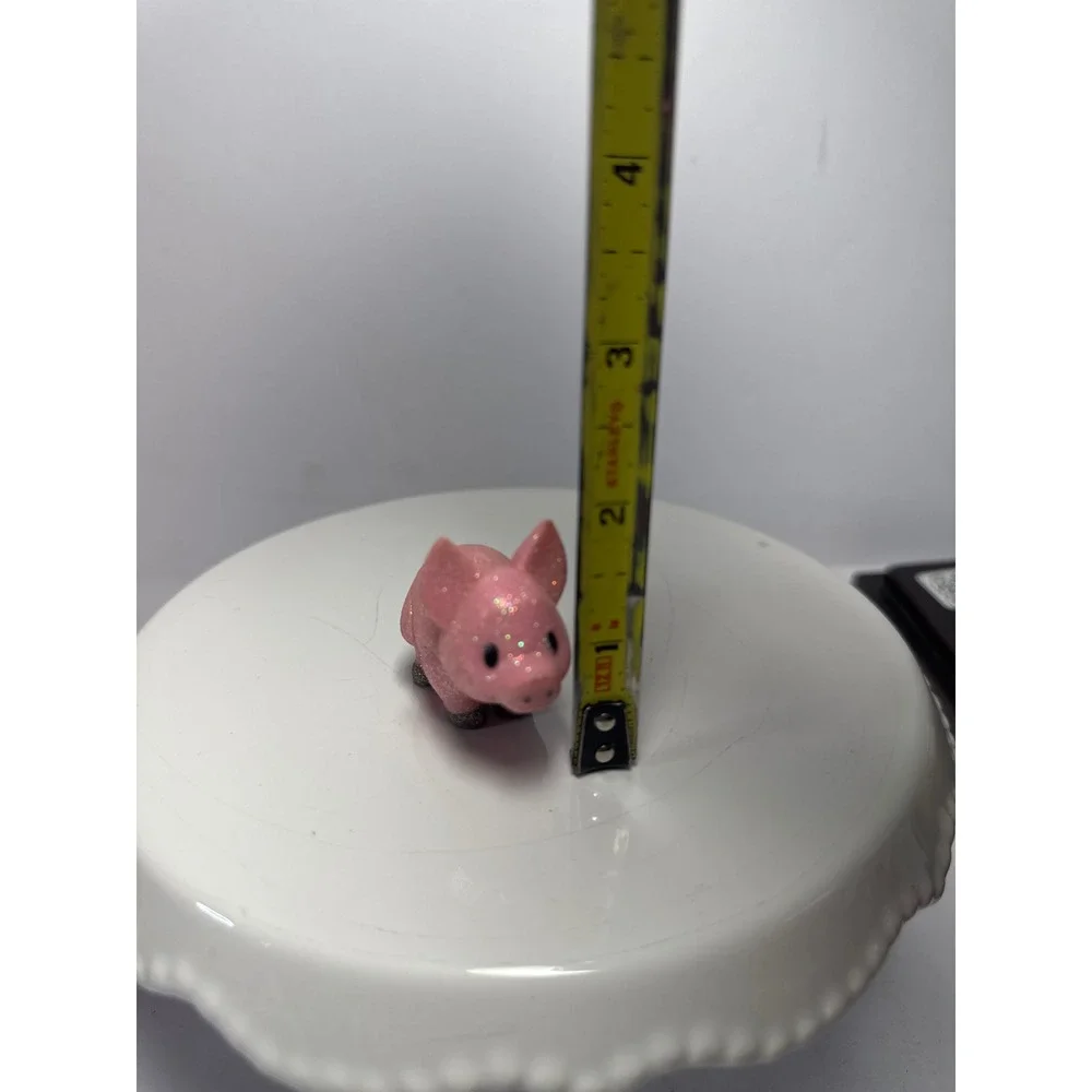 Pig Figurine Small Pink Glitter Sparkle Kawaii Decor
